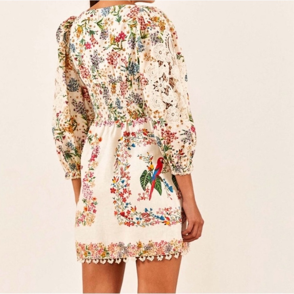 FARM Rio Cream Floral Mini Dress with Multicolor Print - Picture 3 of 7